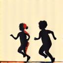 An illustration of children jumping and running, symbolizing physical play.