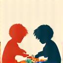 An illustration of children playing a board game, symbolizing rule-based play.