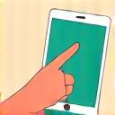 Hand tapping on tablet icon