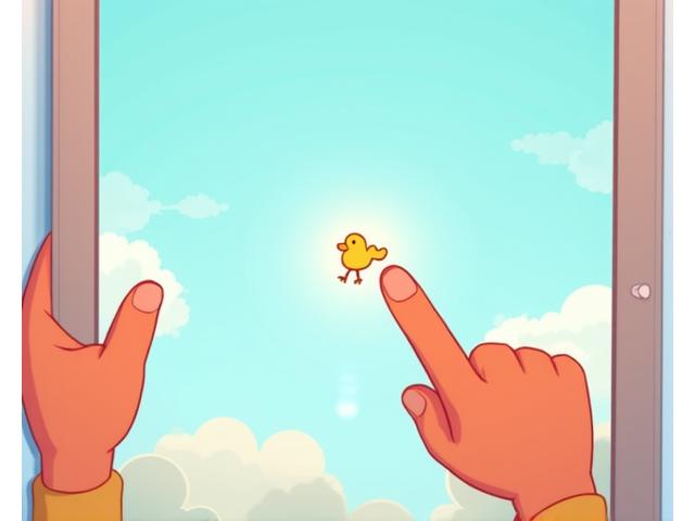 Child sweeping finger across a screen to control a game character, showing gesture-based controls.