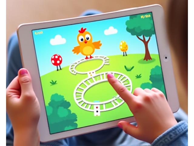 Child playing a logic puzzle game on a tablet.