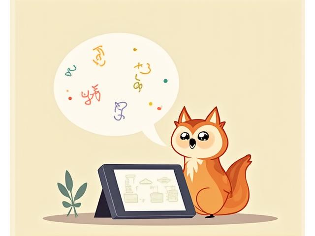 Animated friendly character speaking with speech bubbles, representing voice narration.