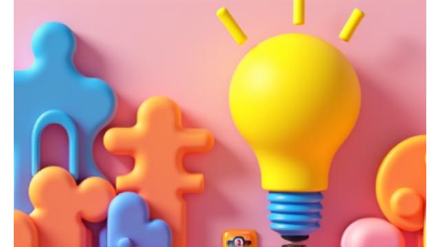 Stylized icons representing creativity and protection, like a pen tool, a lightbulb, and a shield over a colorful, abstract background.